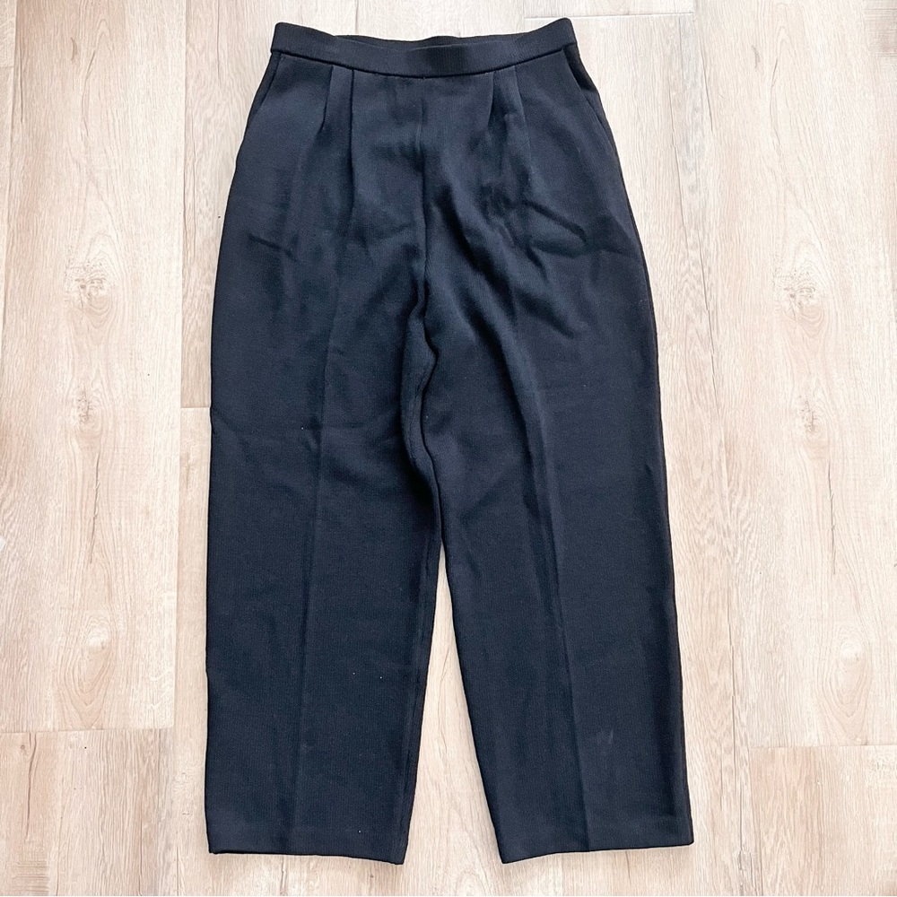 St.‎ John Basics Crop Pants Navy Santana Knit Pull On Straight Leg Size 6 Mint